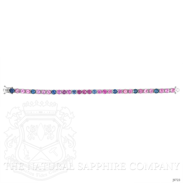 19.85 Ct.Tw. Multi Color Sapphire Pave Bracelet, 14K White Gold