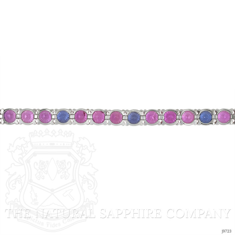 19.85 Ct.Tw. Multi Color Sapphire Pave Bracelet, 14K White Gold