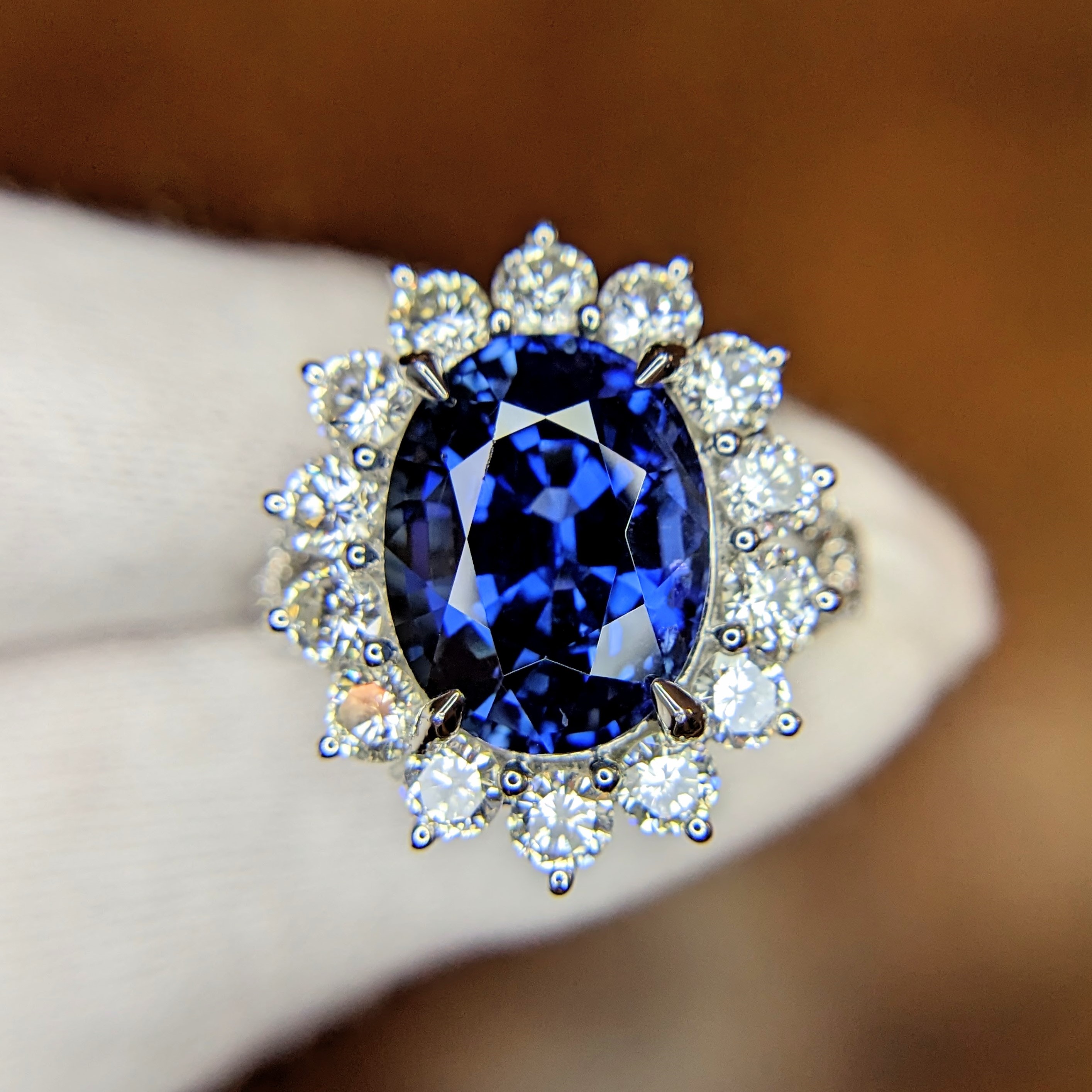 Blue Sapphire Pave Ring - Oval 6.62 Ct. - #J9724 | The