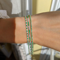1.20 Ct.Tw. Emerald Tennis/Line Bracelet, 14K Yellow Gold Life Style