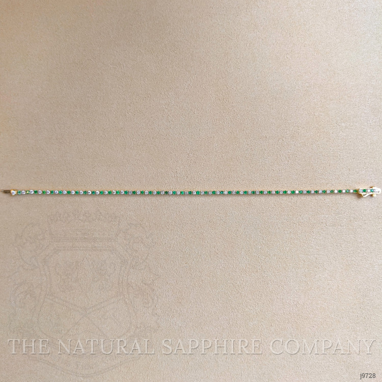0.84 Ct.Tw. Emerald Natural Diamond Tennis/Line Bracelet, 14K Yellow Gold