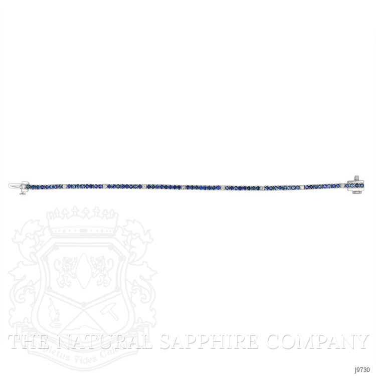 3.20 Ct.Tw. Blue Sapphire and Natural Diamond Tennis/Line Bracelet, 14K White Gold
