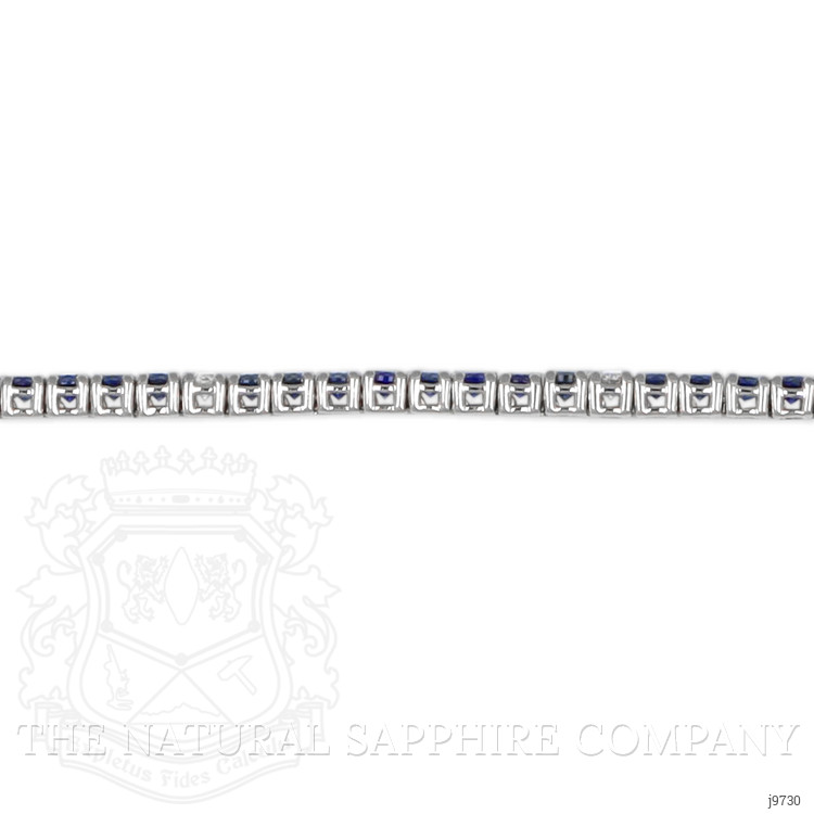 3.20 Ct.Tw. Blue Sapphire and Natural Diamond Tennis/Line Bracelet, 14K White Gold