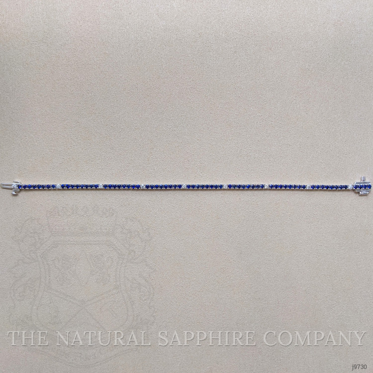 3.20 Ct.Tw. Blue Sapphire and Natural Diamond Tennis/Line Bracelet, 14K White Gold
