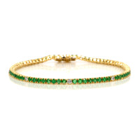 2.31 Ct.Tw. Emerald Natural Diamond Tennis/Line Bracelet, 14K Yellow Gold Video