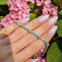 2.31 Ct.Tw. Emerald Natural Diamond Tennis/Line Bracelet, 14K Yellow Gold Life Style