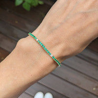 2.31 Ct.Tw. Emerald Natural Diamond Tennis/Line Bracelet, 14K Yellow Gold Life Style