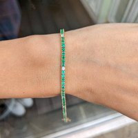 2.31 Ct.Tw. Emerald Natural Diamond Tennis/Line Bracelet, 14K Yellow Gold Life Style