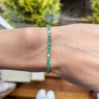 2.31 Ct.Tw. Emerald Natural Diamond Tennis/Line Bracelet, 14K Yellow Gold Life Style