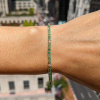 2.31 Ct.Tw.Total Carat Weight Emerald and Natural Diamond Tennis/Line Bracelet, 14K Yellow Gold Life Style