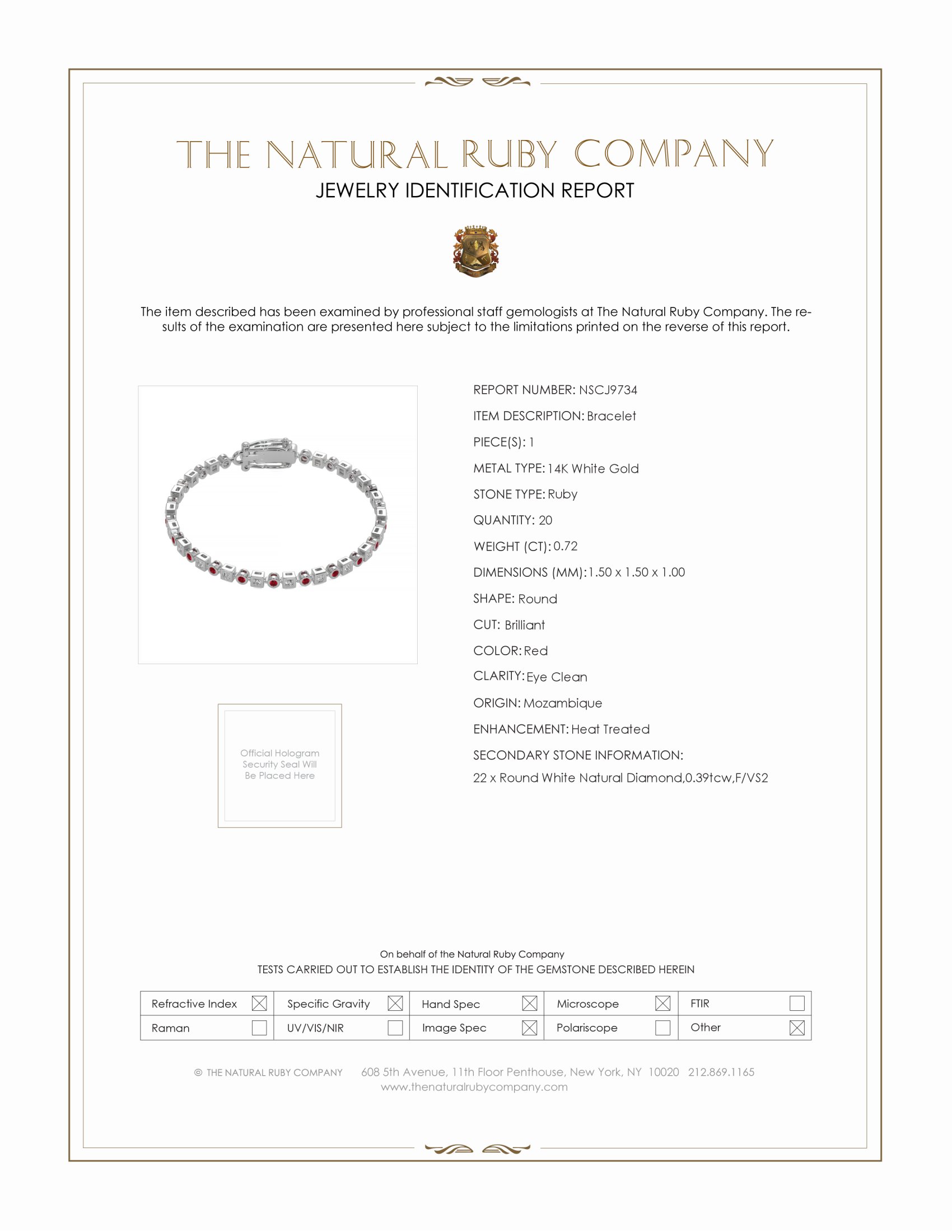 0.72 Ct.Tw. Ruby and Natural Diamond Bezel Bracelet, 14K White Gold