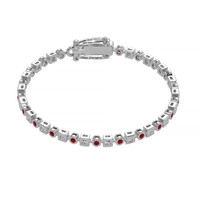 0.72 Ct.Tw. Ruby Natural Diamond Bezel Bracelet, 14K White Gold Video