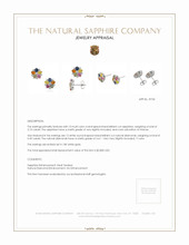 2.10 Ct.Tw. Multi Color Sapphire and Natural Diamond Halo Earrings, 18K White Gold Appraisal