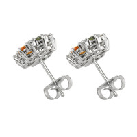 2.10 Ct.Tw. Multi Color Sapphire and Natural Diamond Halo Earrings, 18K White Gold Image
