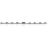 5.86 Ct. Blue Sapphire and Natural Diamond Pave Necklace, 18K White Gold Image