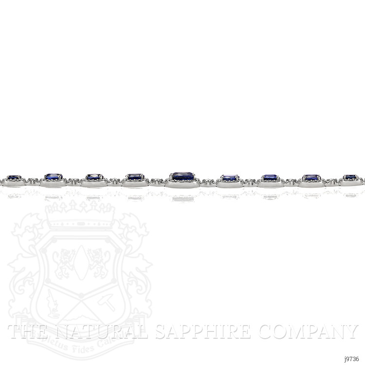5.86 Ct. Blue Sapphire and Natural Diamond Pave Necklace, 18K White Gold