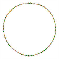 1.42 Ct. Emerald Natural Diamond Accent Stones Necklace, 14K Yellow Gold Video