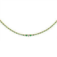 1.42 Ct. Emerald Natural Diamond Accent Stones Necklace, 14K Yellow Gold Image