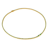 1.42 Ct. Emerald Natural Diamond Accent Stones Necklace, 14K Yellow Gold Image