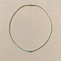 1.42 Ct. Emerald Natural Diamond Accent Stones Necklace, 14K Yellow Gold Life Style