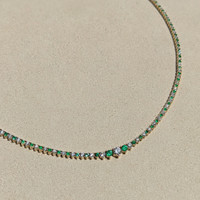 1.42 Ct. Emerald Natural Diamond Accent Stones Necklace, 14K Yellow Gold Life Style
