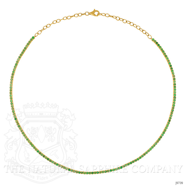 3.43 Ct. Emerald Multi Stone Necklace, 14K Yellow Gold