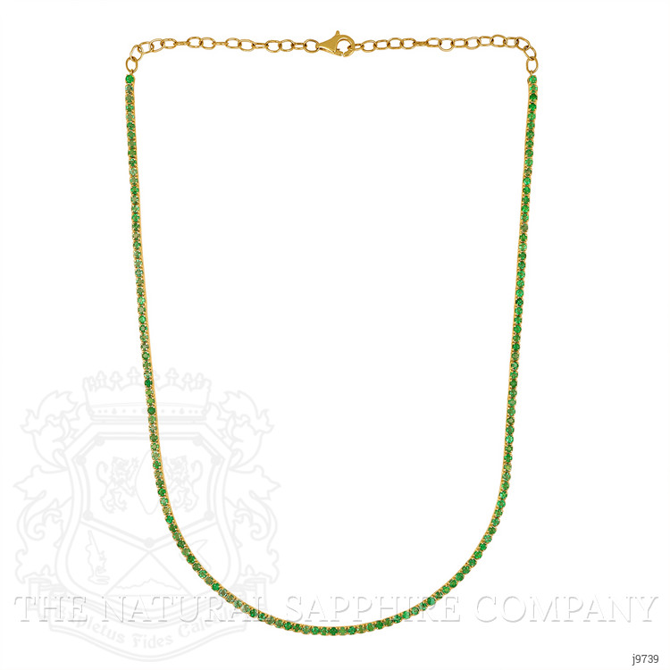 3.43 Ct. Emerald Multi Stone Necklace, 14K Yellow Gold