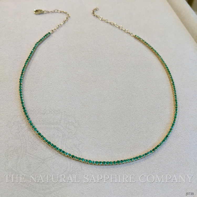 3.43 Ct. Emerald Multi Stone Necklace, 14K Yellow Gold