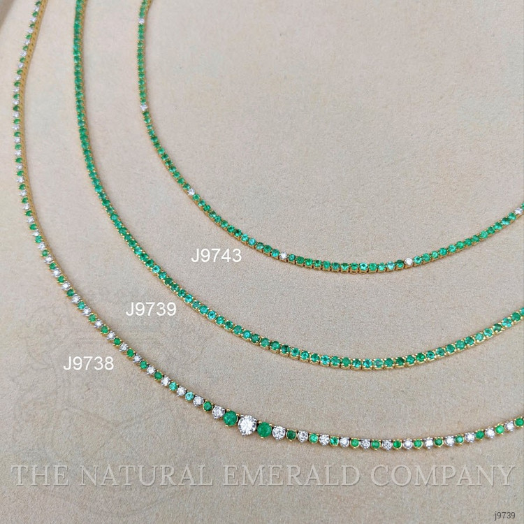 3.43 Ct. Emerald Multi Stone Necklace, 14K Yellow Gold