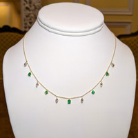 0.70 Ct. Emerald Natural Diamond Accent Stones Necklace, 14K Yellow Gold Image