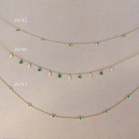 0.70 Ct. Emerald Natural Diamond Accent Stones Necklace, 14K Yellow Gold Life Style
