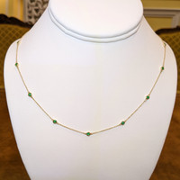 0.47 Ct. Emerald Accent Stones Necklace, 14K Yellow Gold Image