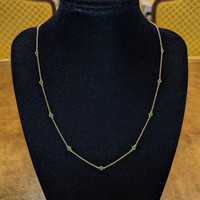 0.47 Ct. Emerald Accent Stones Necklace, 14K Yellow Gold Image
