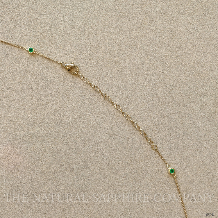 0.47 Ct. Emerald Accent Stones Necklace, 14K Yellow Gold