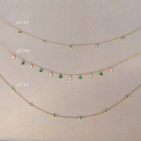 0.47 Ct. Emerald Accent Stones Necklace, 14K Yellow Gold Life Style