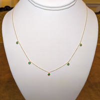 0.24 Ct. Emerald Accent Stones Necklace, 14K Yellow Gold Image