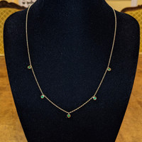 0.24 Ct. Emerald Accent Stones Necklace, 14K Yellow Gold Image