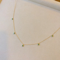0.24 Ct. Emerald Accent Stones Necklace, 14K Yellow Gold Life Style