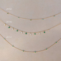 0.24 Ct. Emerald Accent Stones Necklace, 14K Yellow Gold Life Style
