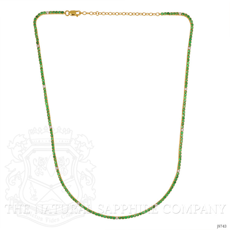 2.97 Ct. Emerald Natural Diamond Accent Stones Necklace, 14K Yellow Gold