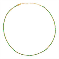 2.97 Ct. Emerald Natural Diamond Accent Stones Necklace, 14K Yellow Gold Image