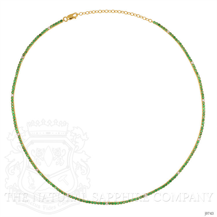 2.97 Ct. Emerald Natural Diamond Accent Stones Necklace, 14K Yellow Gold