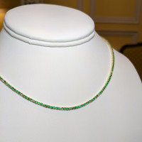 2.97 Ct. Emerald Natural Diamond Accent Stones Necklace, 14K Yellow Gold Life Style