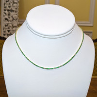2.97 Ct. Emerald Natural Diamond Accent Stones Necklace, 14K Yellow Gold Life Style
