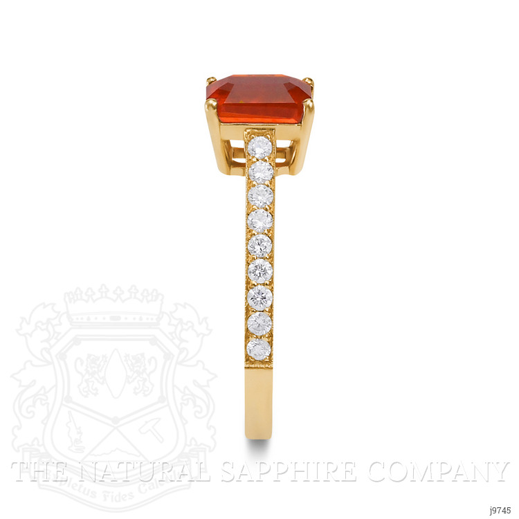 0.91 Ct. Orange Opal and Natural Diamond Pave Ring, 18K Yellow Gold