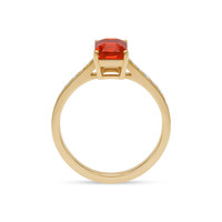 0.91 Ct. Orange Opal and Natural Diamond Pave Ring, 18K Yellow Gold Image
