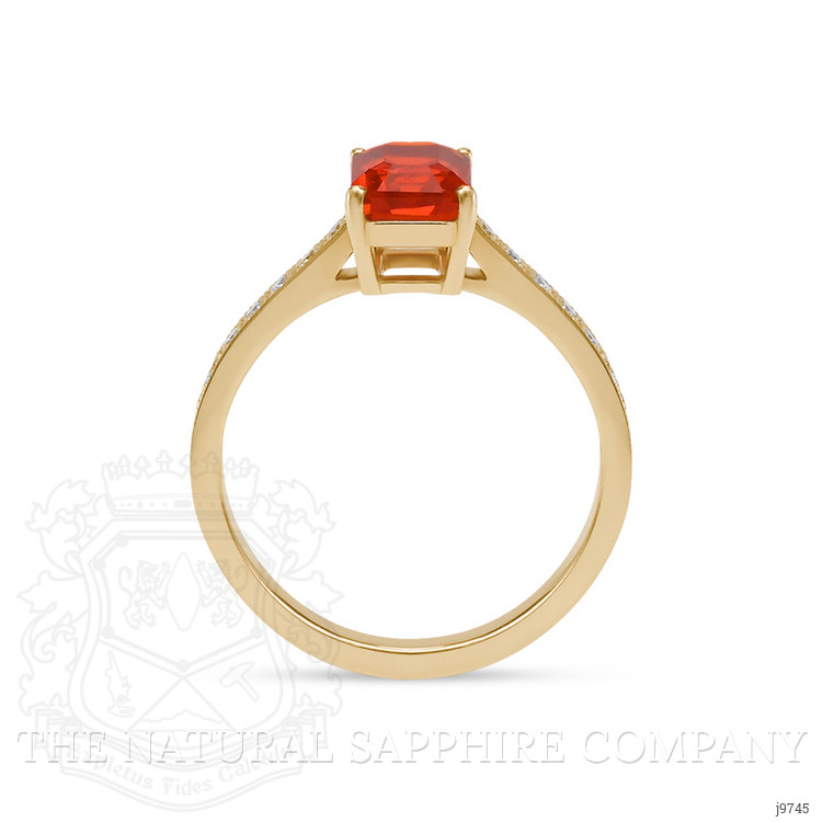 0.91 Ct. Orange Opal and Natural Diamond Pave Ring, 18K Yellow Gold