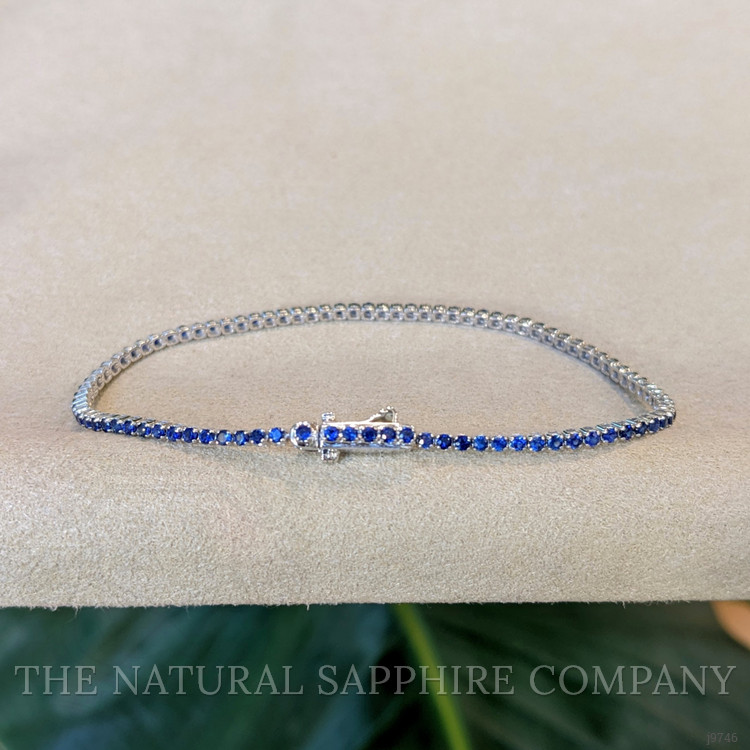 2.44 Ct.Tw. Blue Sapphire Tennis/Line Bracelet, 14K White Gold