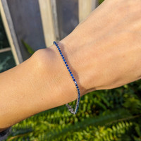 2.44&nbsp;Ct.Tw.Total Carat Weight Blue Sapphire Tennis/Line Bracelet, 14K White Gold Life Style