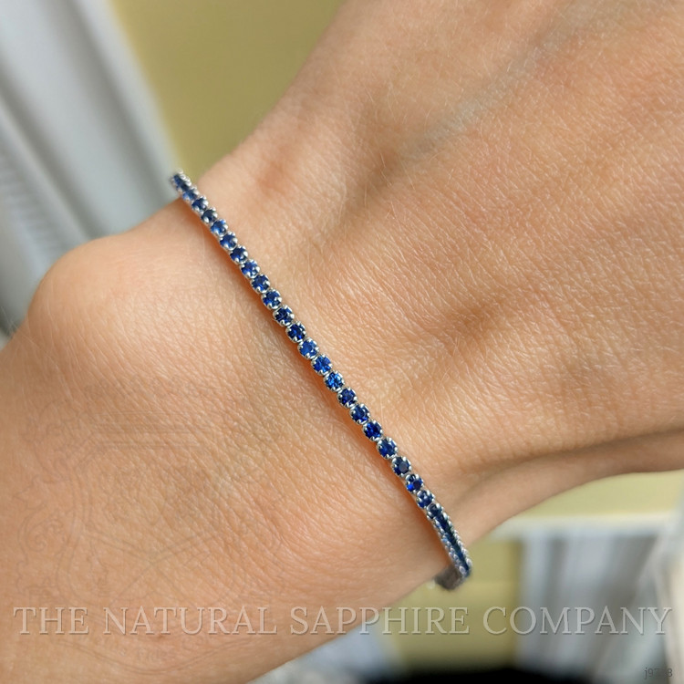 1.60 Ct.Tw. Blue Sapphire Tennis/Line Bracelet, 14K White Gold